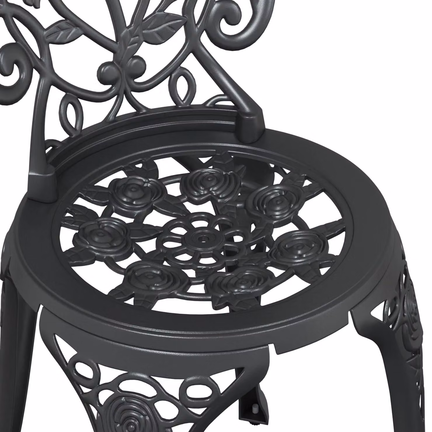Berkfield Home 3 Piece Classic Garden Bistro Set in Matt Black Powder Coated Steel and Aluminium – 5