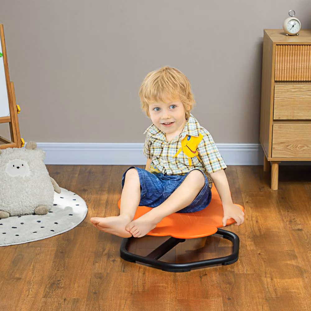 STILVORA Children's Spinning Chair in Floral Multicolour and Orange – 2