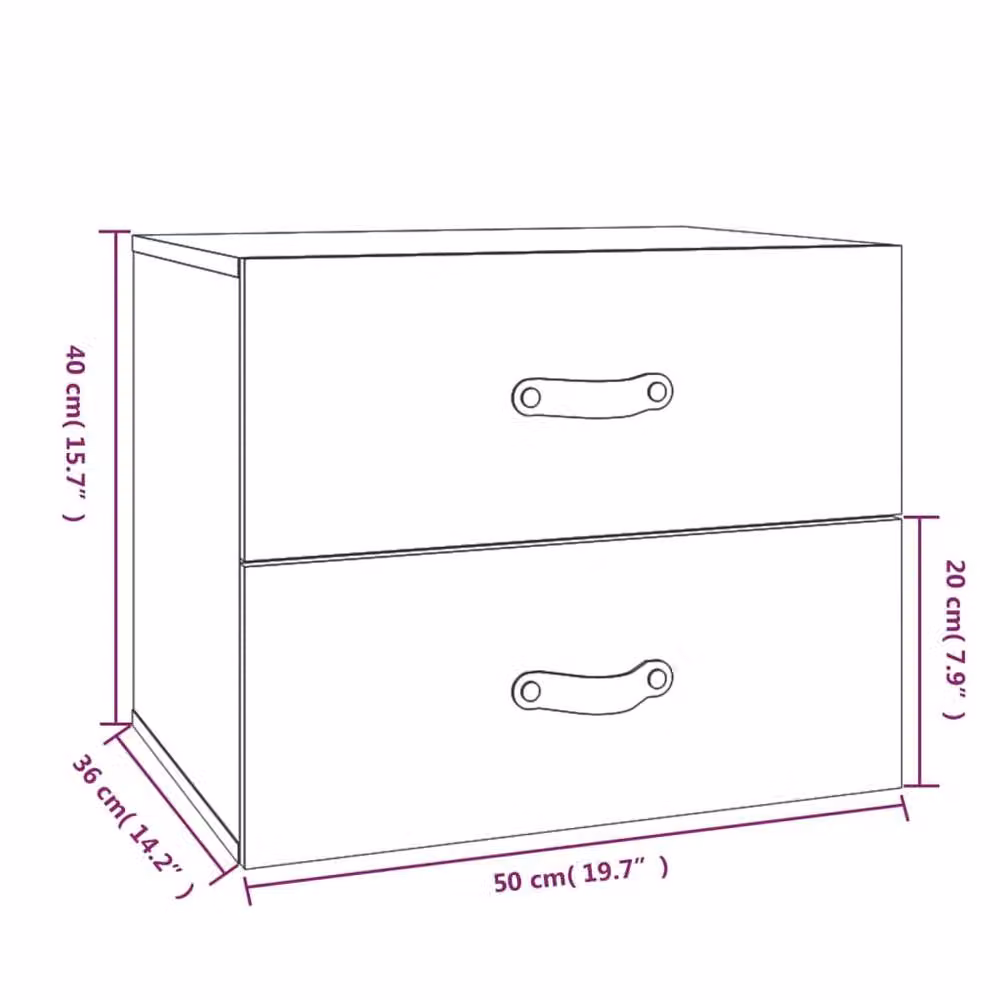 Berkfield Home Wall-mounted Bedside Cabinet in Honey Brown, W/D/H: 50 x 36 x 40 cm – 3