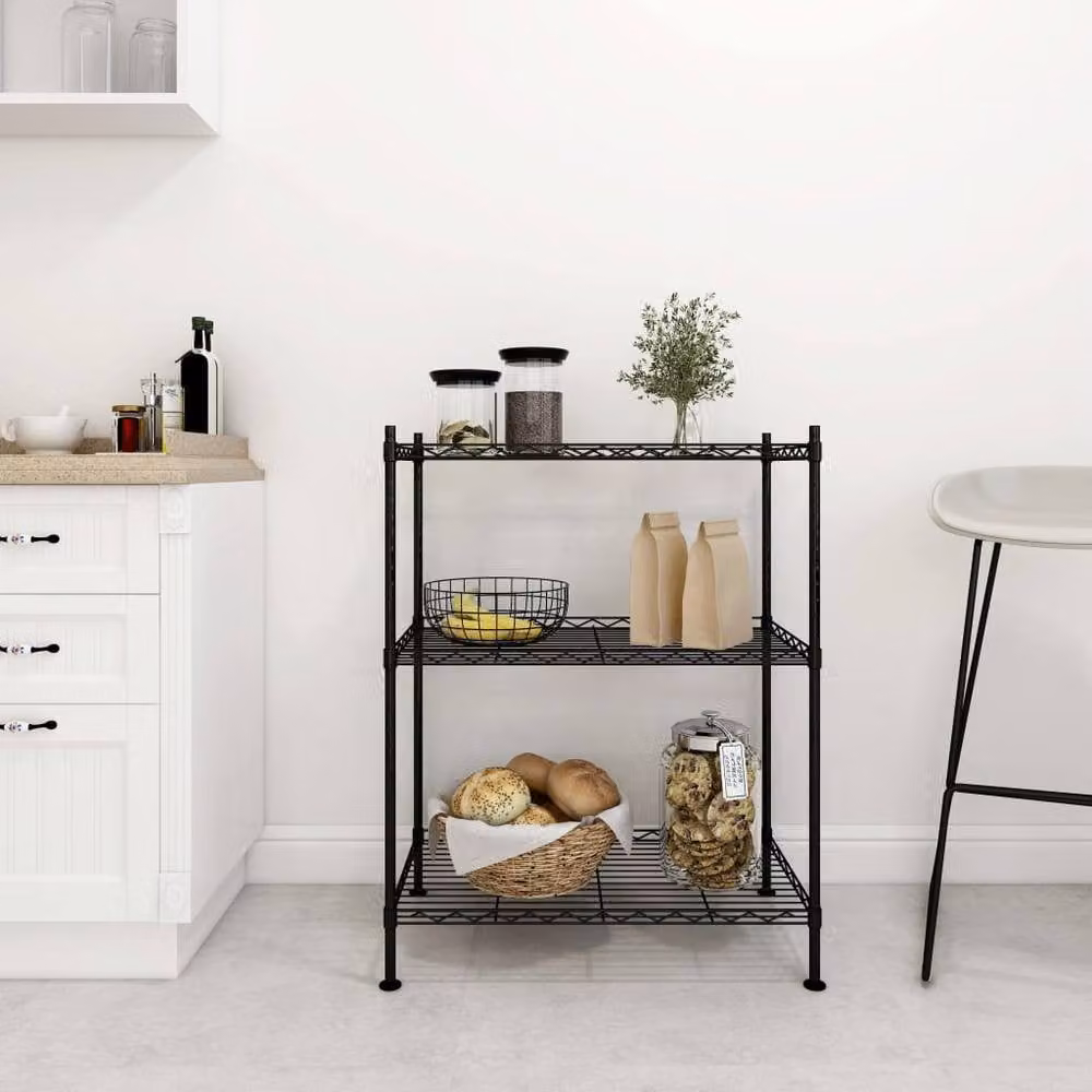 Berkfield Home 3-Tier Metal Storage Rack, Black, W/D/H: 60 x 35 x 76 cm – 2