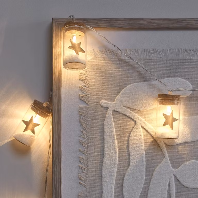 Lights4fun 10 Star Glass Bottle LED String Lights in Gold, White, Silver and Transparent