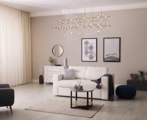 Netlighting Provenza Modern Integrated LED Suspended Pendant Ceiling Light, 3000K, Gold/Brass or White – 2