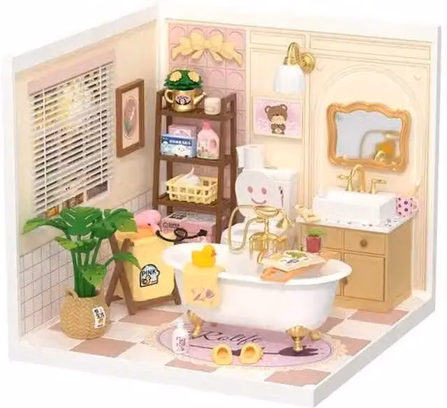 Syntego DIY Pop Bubble Bathroom Miniature House Kit, Multicolour