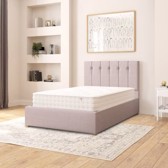 Aspire Hepburn Fabric Ottoman Storage Bed in Grey Eire Linen, W/D/H: 120 x 200 cm