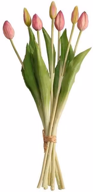 Kingsbury Gifts Artificial Silk Real Feel Tulip Bunch in Light Pink