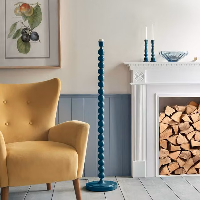 Higgledy Modern Floor Lamp Base Only in Gloss Marlin Blue, Height: 132 cm