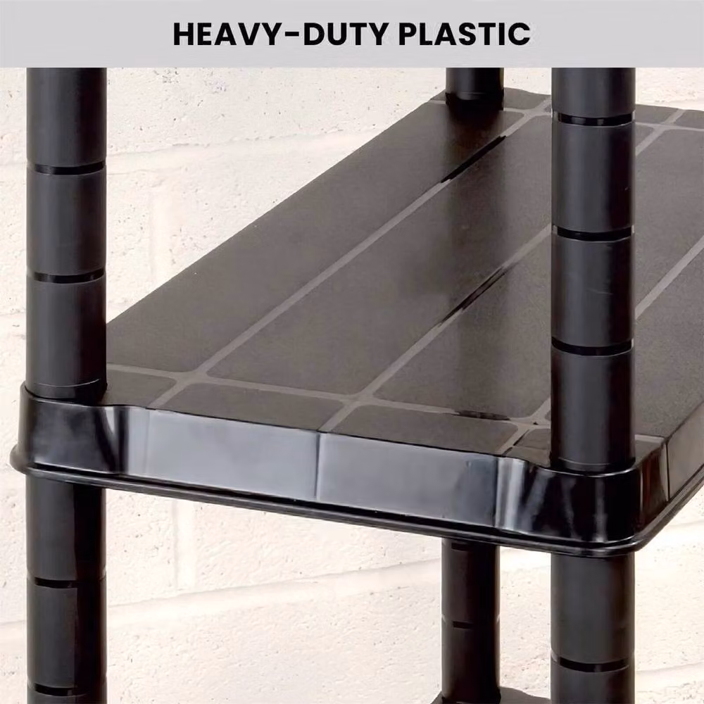 FLAVORA 5 Tier Plastic Freestanding Home Storage Shelving Unit in Black, W/D/H: 50.0 x 50.0 x 50.0 cm – 3