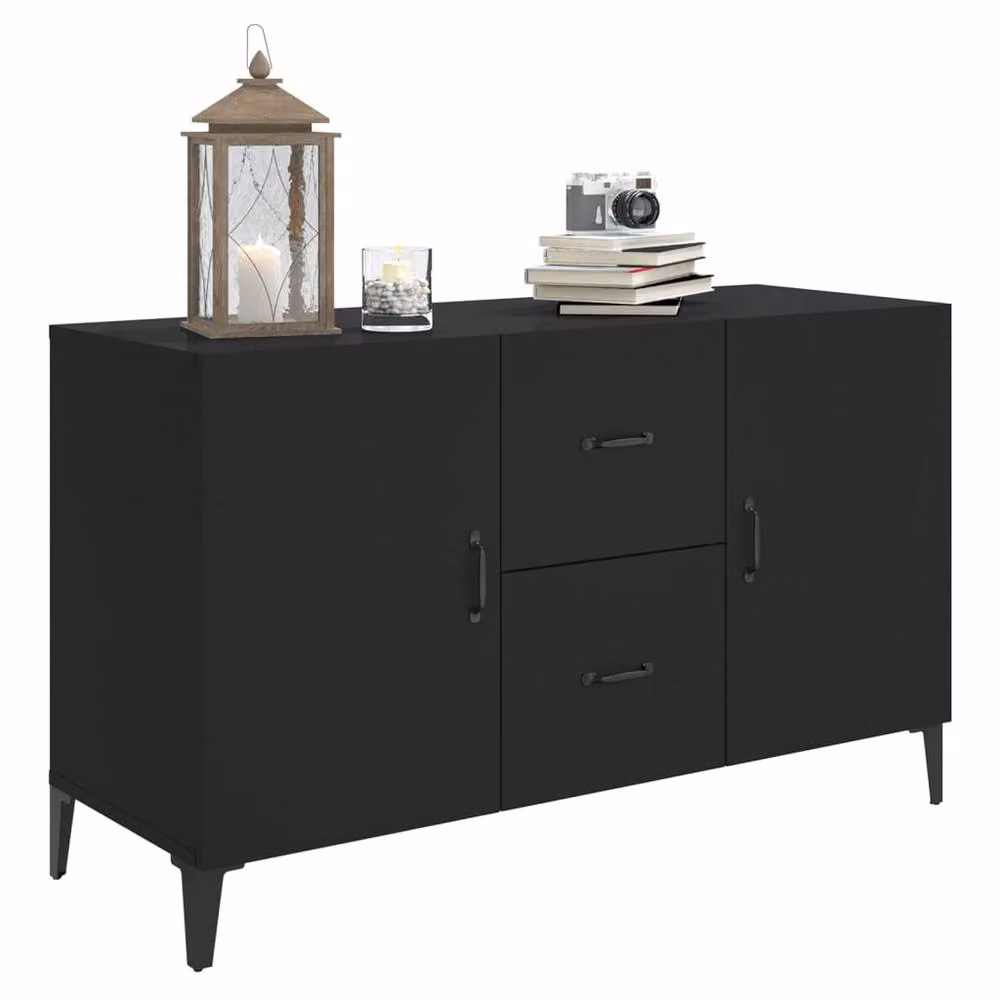 Berkfield Home Black Modern Matt Sideboard, W/D/H: 100 x 36 x 60 cm – 3