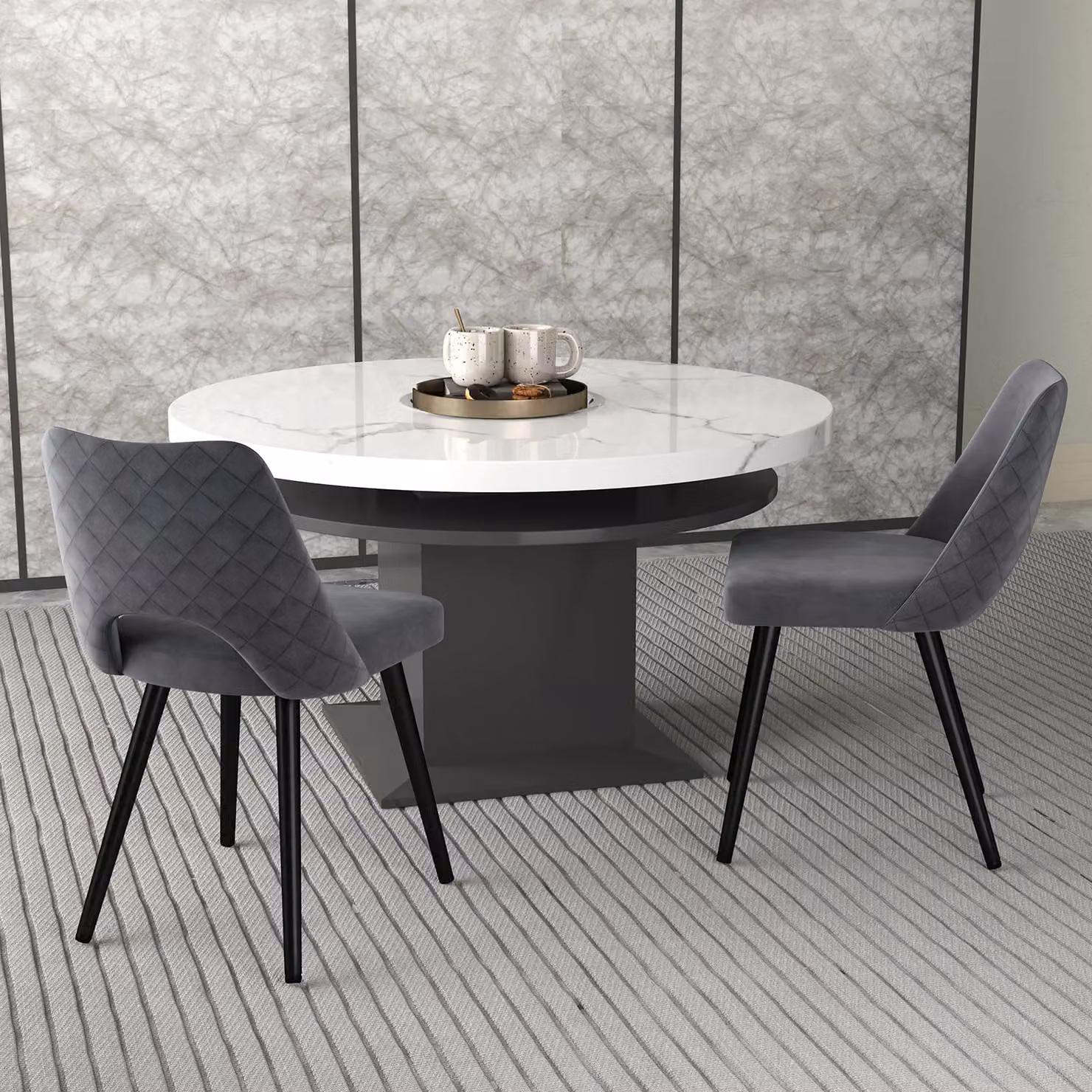 Gymax Set of 2 Upholstered Grey Dining Chairs for Living Room or Home Office – 5