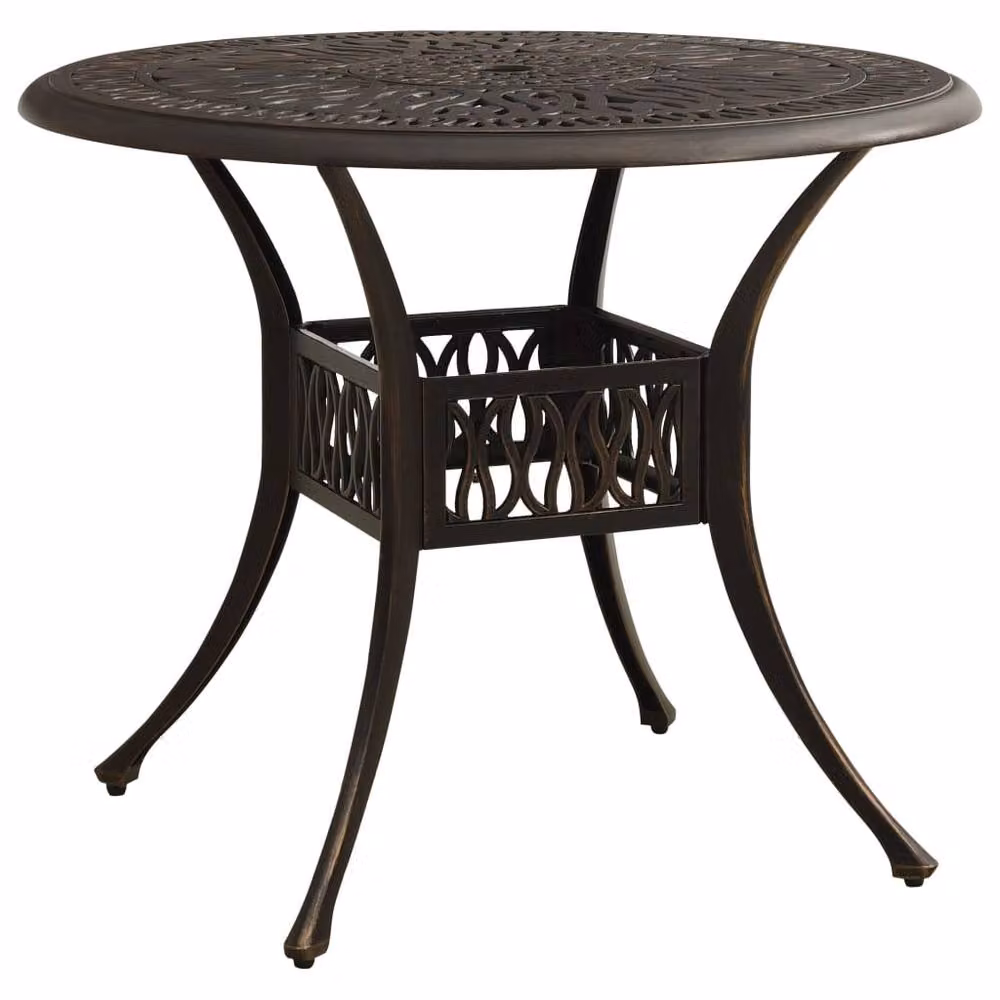 Berkfield Home Round Garden Table in Brown Cast Aluminium W/D/H: 90 x 90 x 74 cm – 2