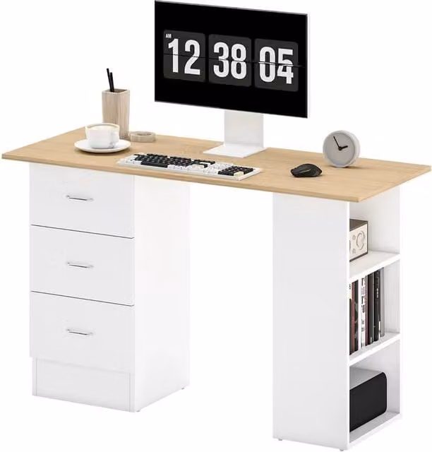 EONLION White MDF Computer Desk for Home Office, W/D/H: 100 x 100 x 100 cm – 1