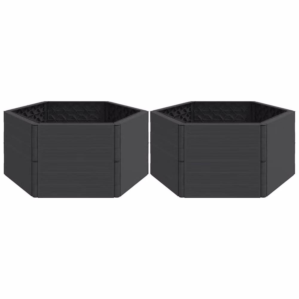 Berkfield Home Garden Planter Tub Set of 2 in Anthracite and Black Plastic – 3