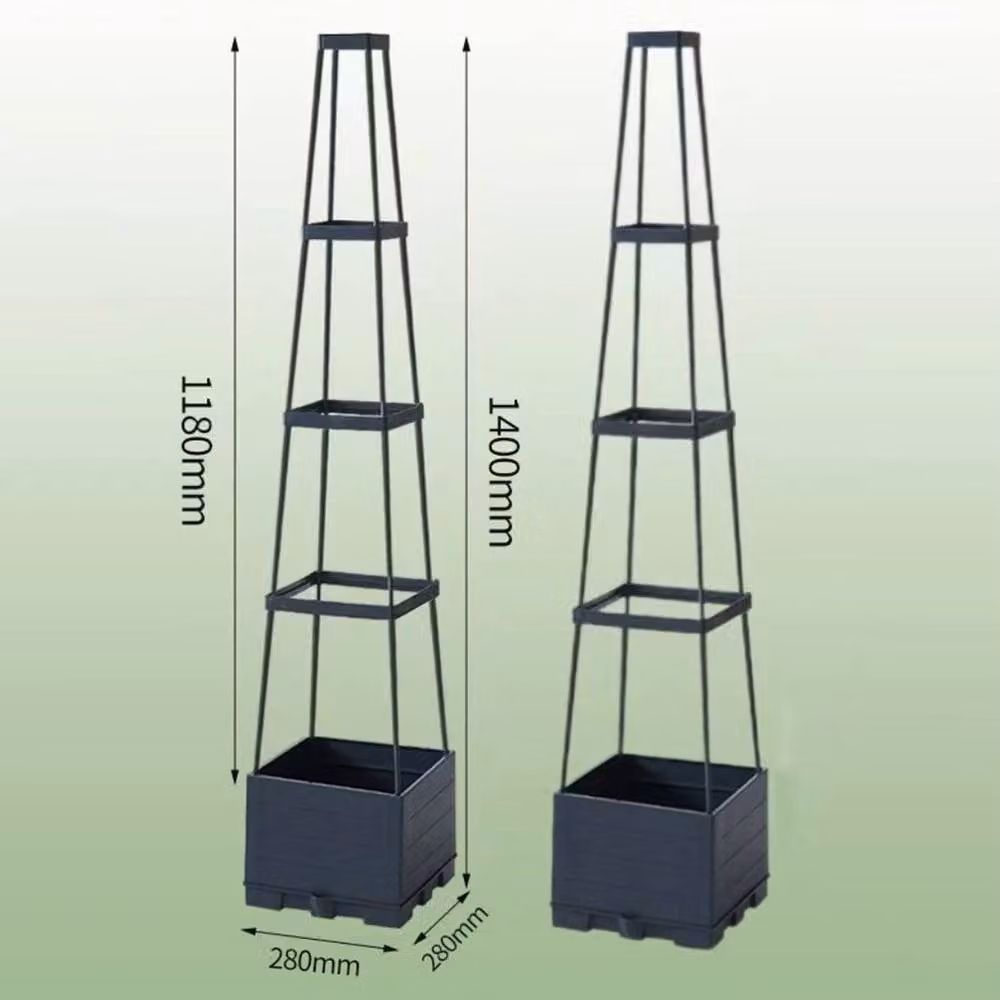 SPETLEK 4-Tier Grey Wooden Grain Tomato Planter Box with Climbing Trellis – 2