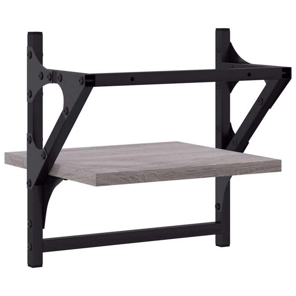 Berkfield Home Wall Shelves with Hanging Rods, 2 Pack, Grey Sonoma, W/D/H: 30 x 25 x 30 cm – 5