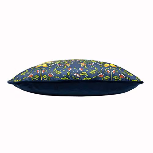 Paoletti Potage Floral Velvet Cushion, Blue, W/D/H: 50 x 50 x 50 cm – 2