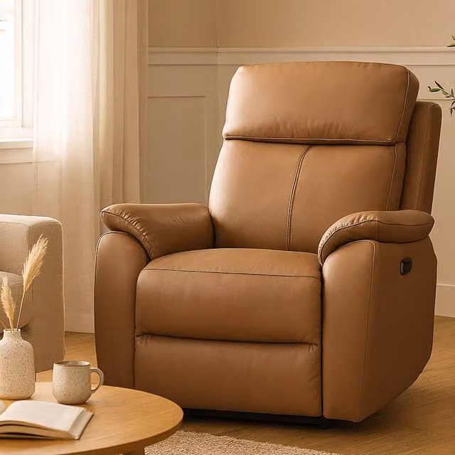 Aspire Brown Synthetic Leather Single Power Recliner Armchair