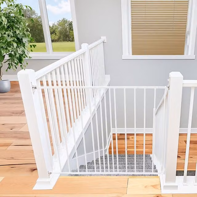 Safetots Screw Fitted Top of the Stairs Stair Gate in Black and White Metal