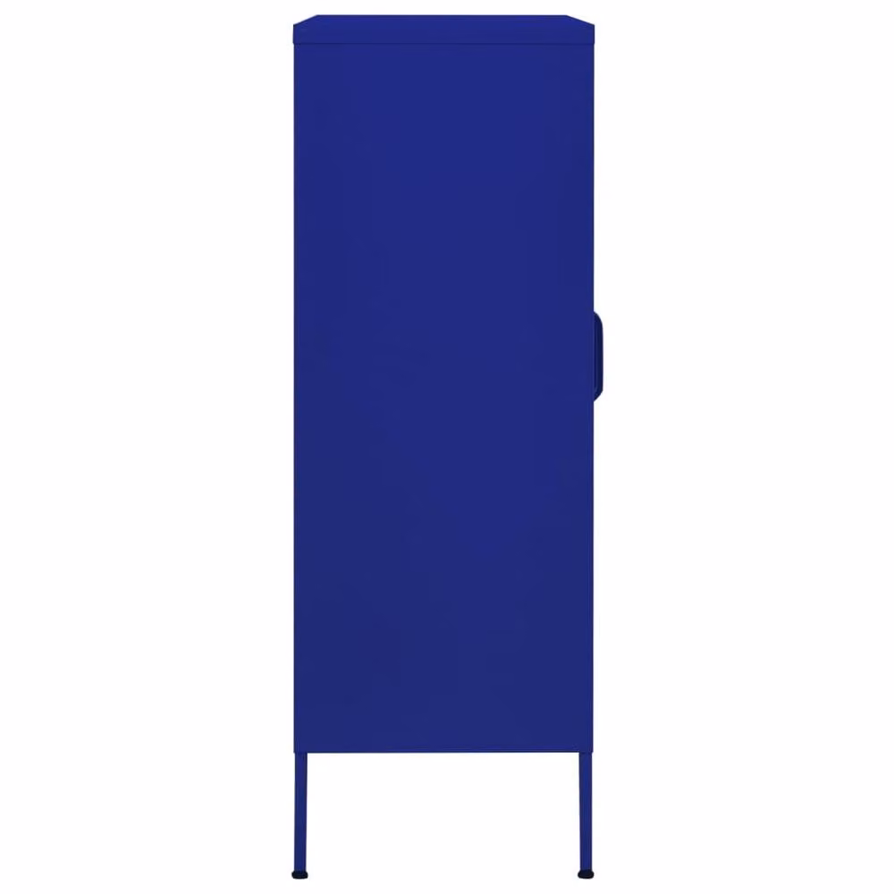 Berkfield Home Navy Blue Metal Storage Cabinet with Glass Doors, W: 80 cm, D: 35 cm, H: 101.5 cm – 3