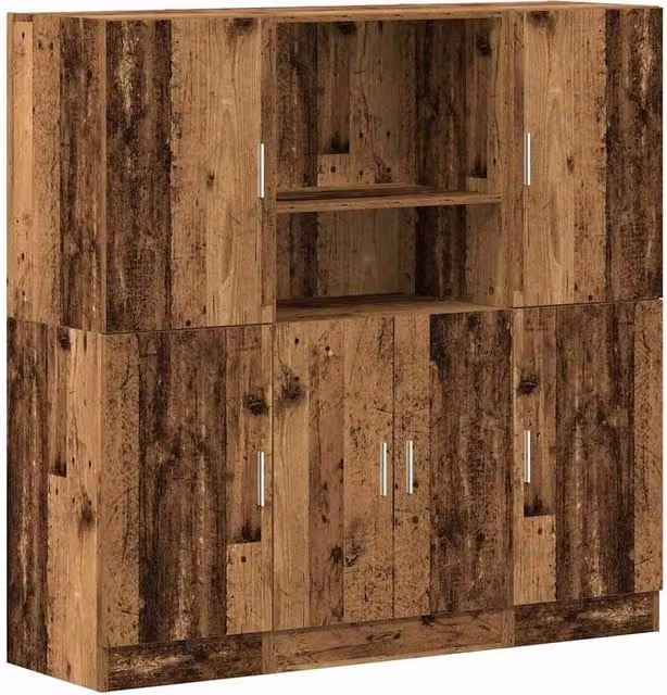Berkfield Home 3 Piece Rustic Kitchen Cabinet Set in Brown Engineered Wood – 1
