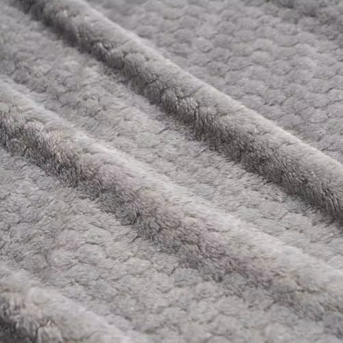 OHS Grey Fleece and Faux Fur Throw Blanket, W/D/H: 125 x 150 cm – 2
