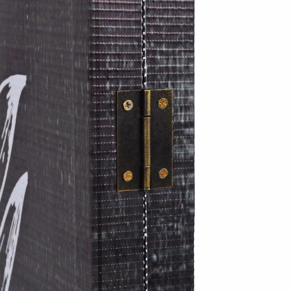 Berkfield Home Folding Room Divider with Abstract Feather Design in Black and White, W: 200 cm, H: 170 cm – 2