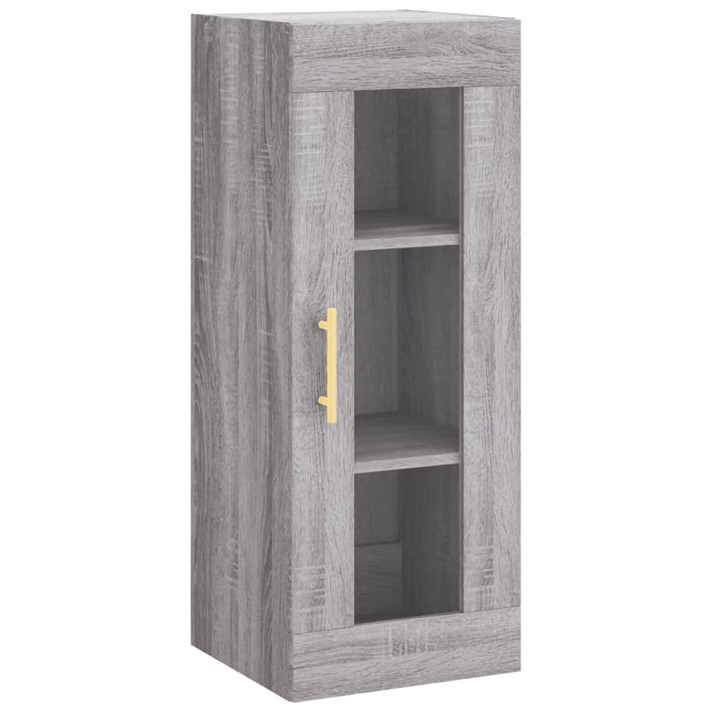 Berkfield Home Wall Mounted Grey Cabinet with Glass Doors, W/D/H: 34.5 x 34 x 90 cm – 2
