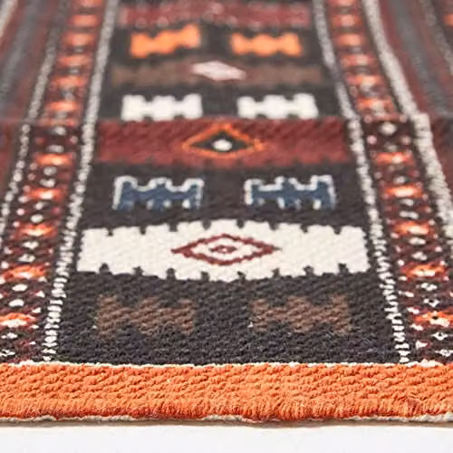 Homescapes Multicolour Cotton Kilim Printed Rug, W/D: 90 x 60 cm – 4