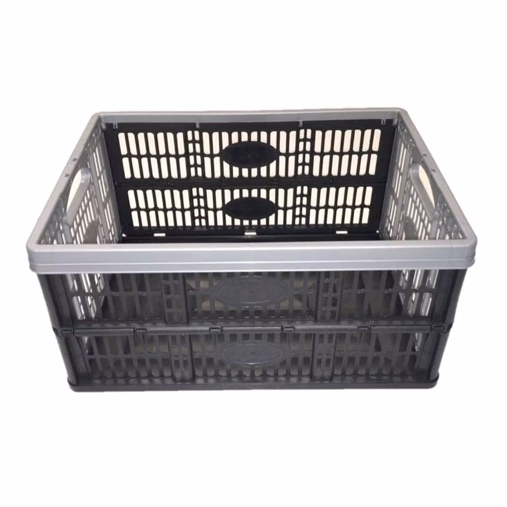 Nordara Pack of 5 Grey Plastic Foldable and Stackable Slatted Storage Crates, 32L – 2