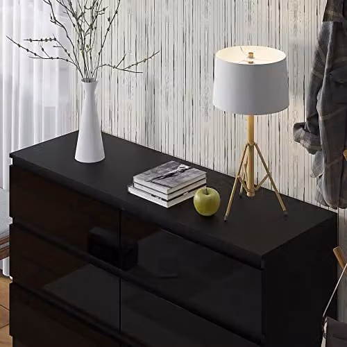 FWStyle Modern 6 Drawer Chest in Black, W/D/H: 120 x 40 x 77 cm – 5