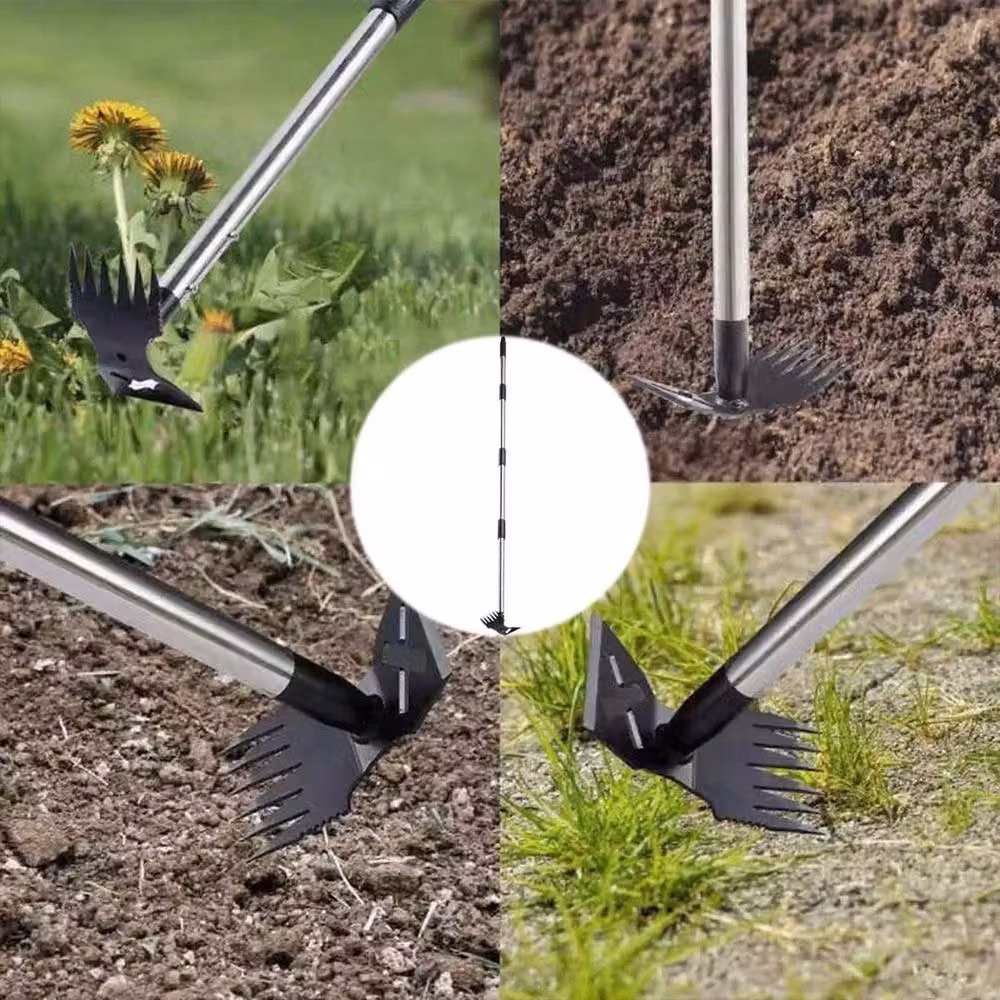 FLAVORA 2-in-1 Weed Puller Tool and Steel Soil Loosener with Long Handle in Silver – 3