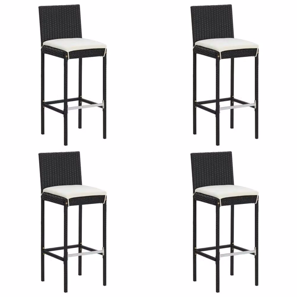 Berkfield Home 5 Piece Poly Rattan Garden Bar Set with Cushions in Black – 1