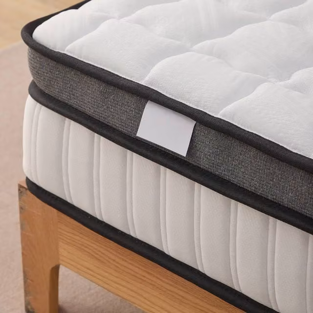 Bed Time UK Plush Upholstered Bed with Mattress, 2 Drawers and 20 inch Chesterfield Headboard in White, W/D/H: 140 x 200 cm
