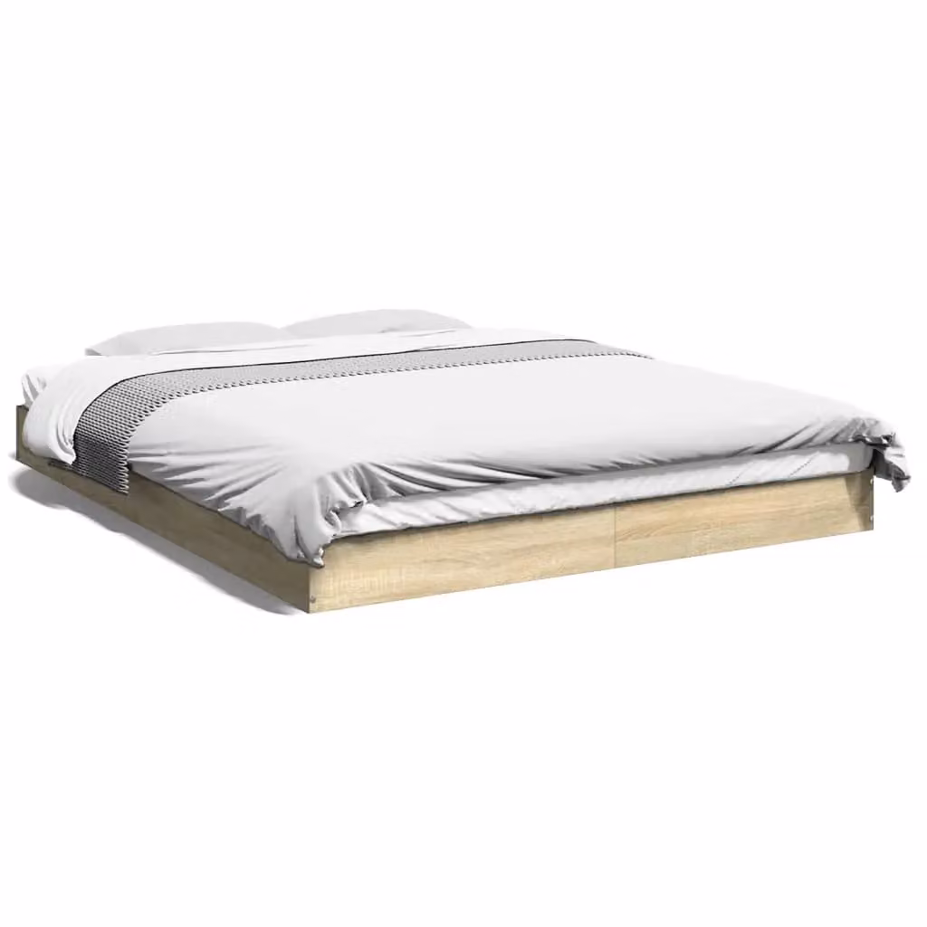 Berkfield Home Sonoma Oak Bed Frame in Brown, W/D/H: 160 x 200 cm – 2