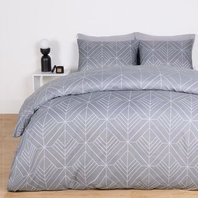 OHS Isaac Geo Grey Single Duvet Cover Set 90x200 cm