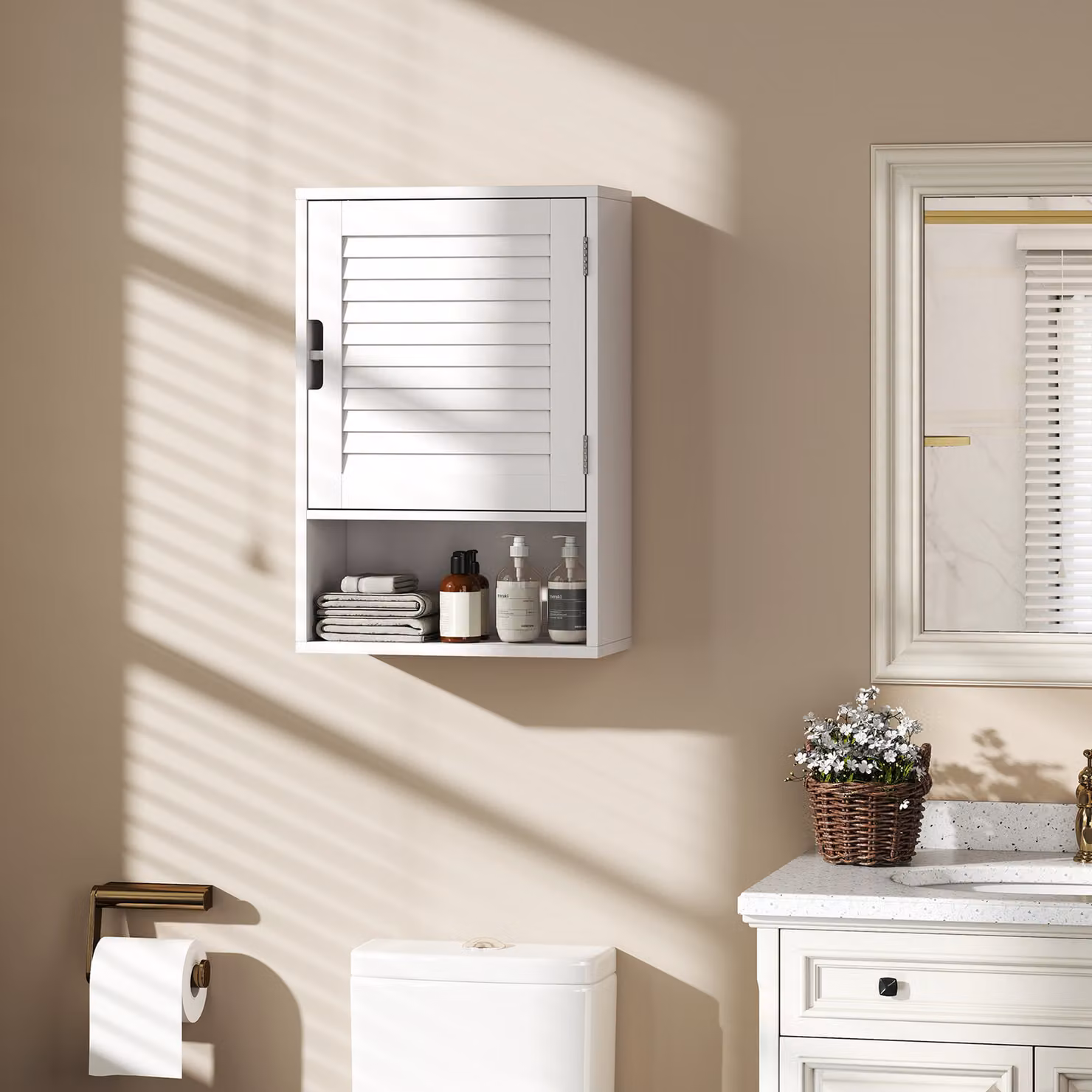 HOMCOM White Wall Mounted Bathroom Cabinet with Soft Close Hinged Doors and Internal Shelves, W: 40 cm, D: 20 cm, H: 60 cm – 2