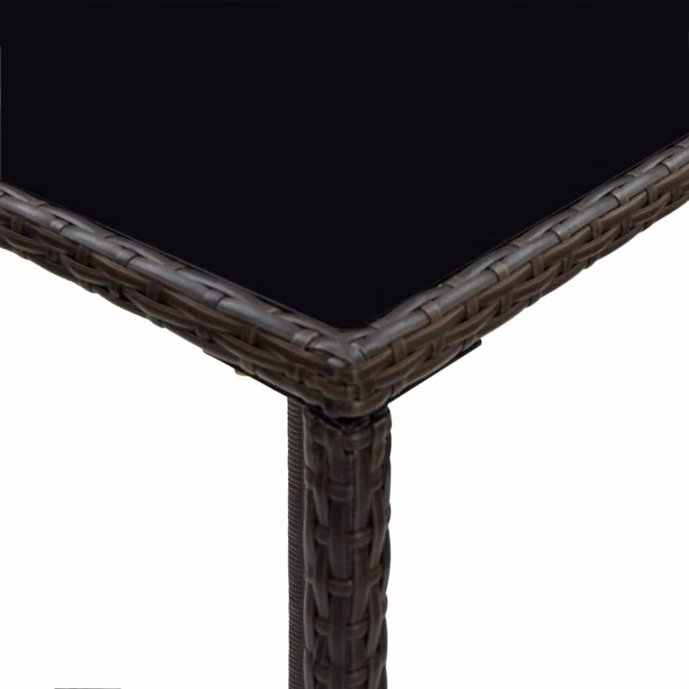 Berkfield Home Brown Poly Rattan and Glass Garden Bar Table, W/D/H: 70 x 70 x 110 cm – 4