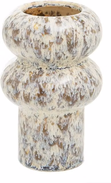Orsina Small Stoneware Vase with White and Beige Marbling Effect