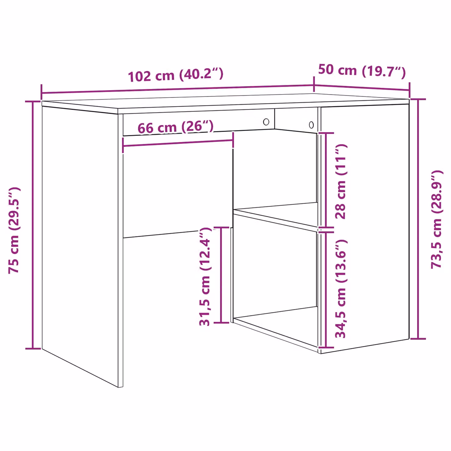 Berkfield Home Modern Writing Desk in Grey Wood Composite – 3