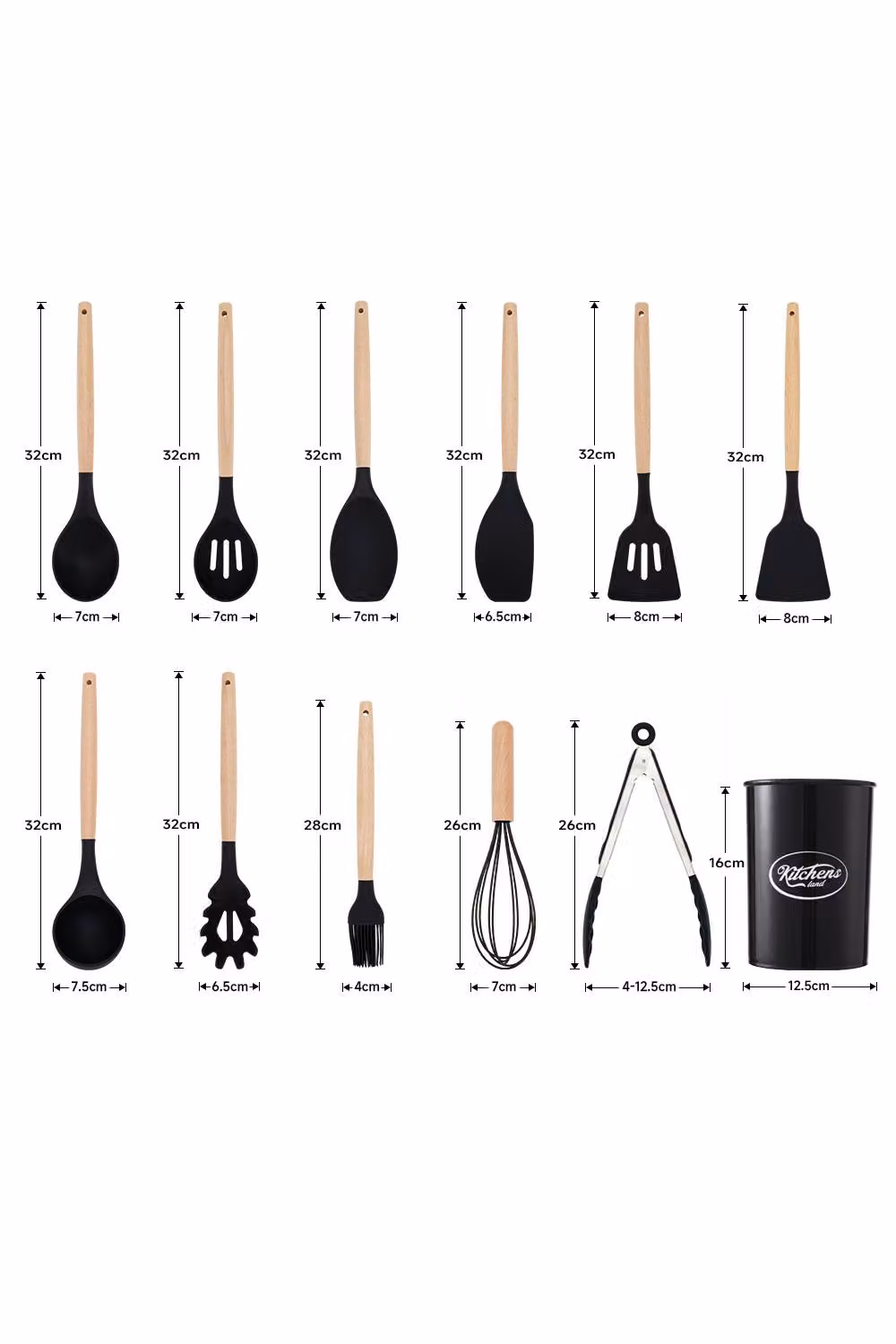 Garden Sanctuary 11-piece Black Silicone Kitchen Utensil Set for Nonstick Cookware – 3