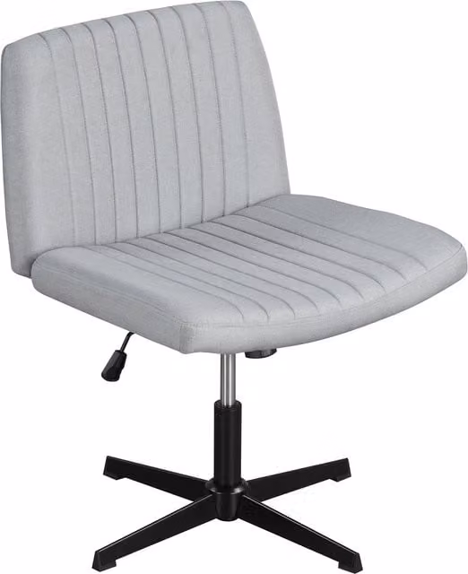 Costway Grey Fabric Criss Cross Swivel Desk Chair for Home Office and Bedroom – 1