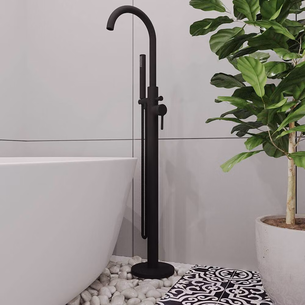 Balterley Connect Floor Standing Bath Shower Mixer Tap and Shower Set, Matt Black – 2