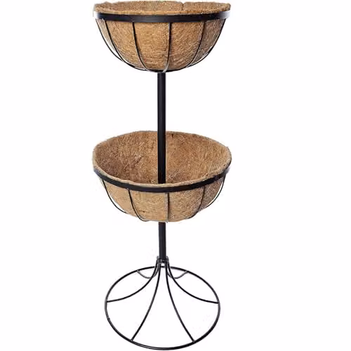 Gr8 Garden 2 Tier Metal Flower Fountain Planter with Coco Liners in Black – 1