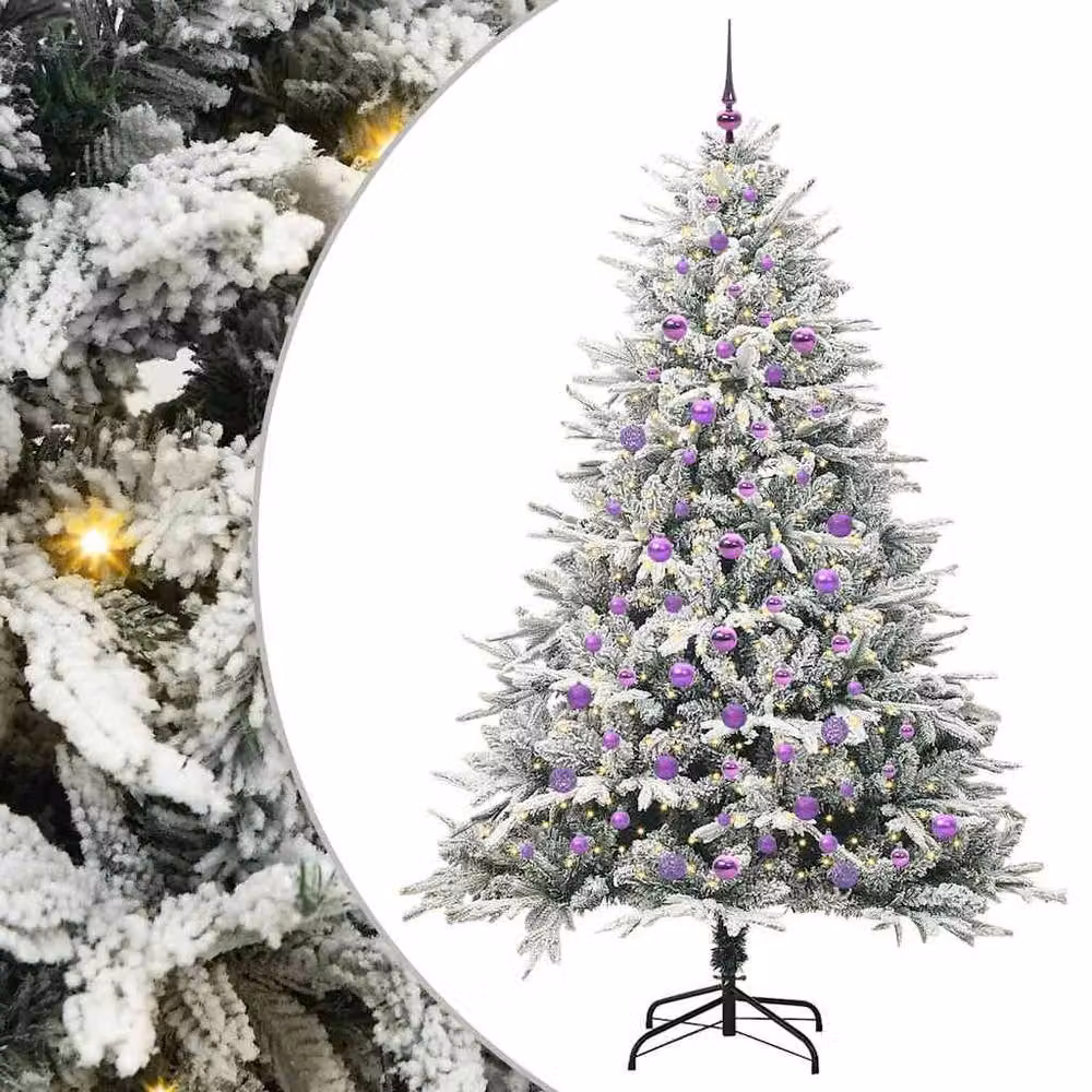 Berkfield Home Realistic Artificial Pre-lit Christmas Tree with Ball Set, Green, Height: 210 cm – 2