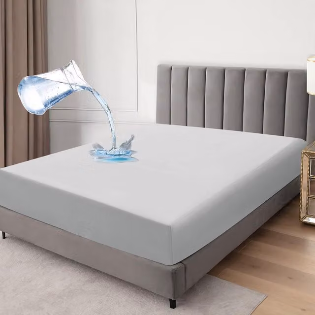 Cotton Passion Waterproof Fitted Sheet, Silver, W: 180 cm x D: 200 cm
