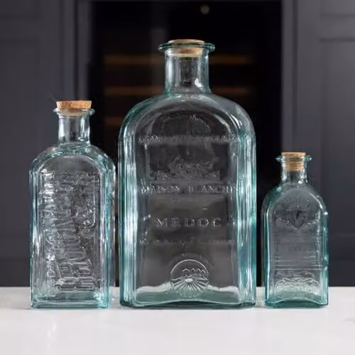 Verano Spanish Ceramics Antique Vintage Decorative Glass Lemonade Bottle with Cork, Transparent and Gold, W: 11.5 cm, D: 11.5 cm – 3
