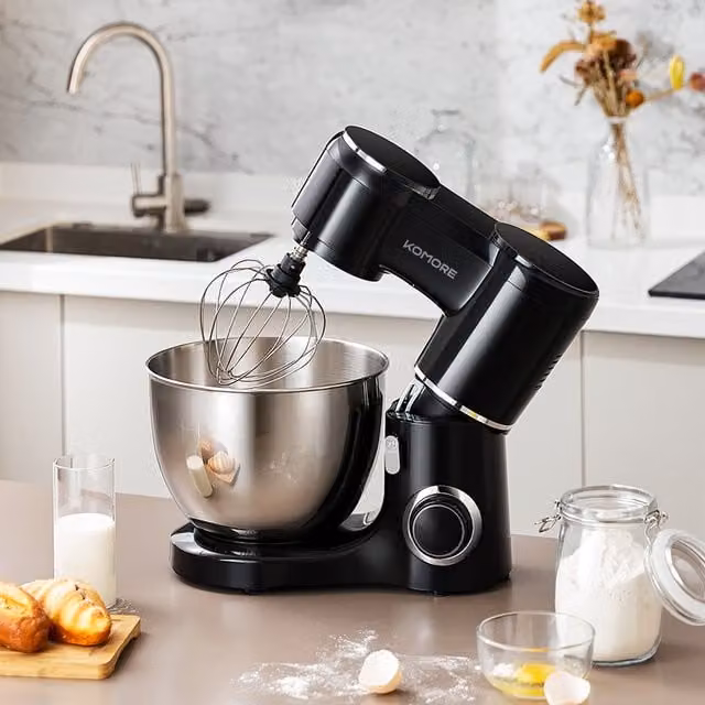 Livingandhome Household Electric Stand Mixer with Splash Guard in Black