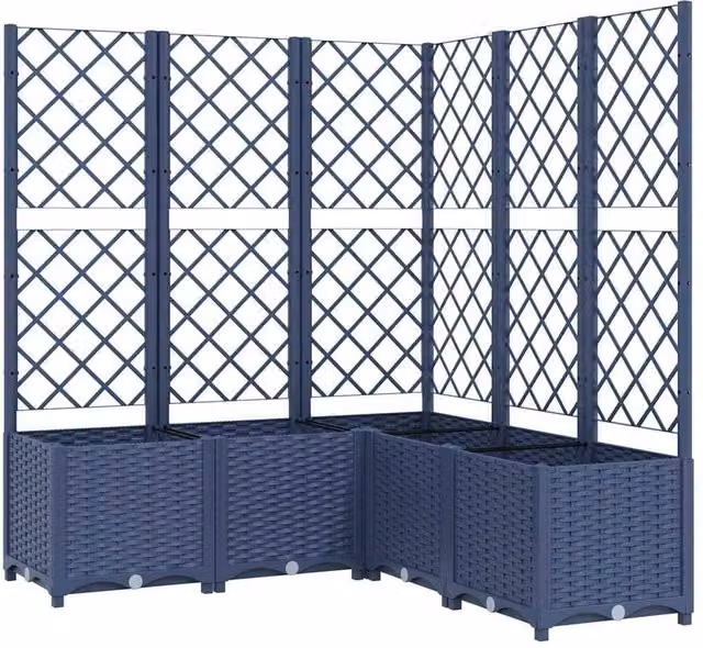 Berkfield Home Garden Planter with Trellis in Dark Grey, W/D/H: 120 x 120 x 136 cm