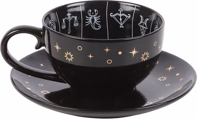 Something Different Fortune Telling Astrology Bone China Tea Cup with Saucer in Black – 1