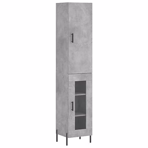 vidaXL Modern Highboard in Concrete Grey, W/D/H: 34.5 x 30.7 x 180 cm