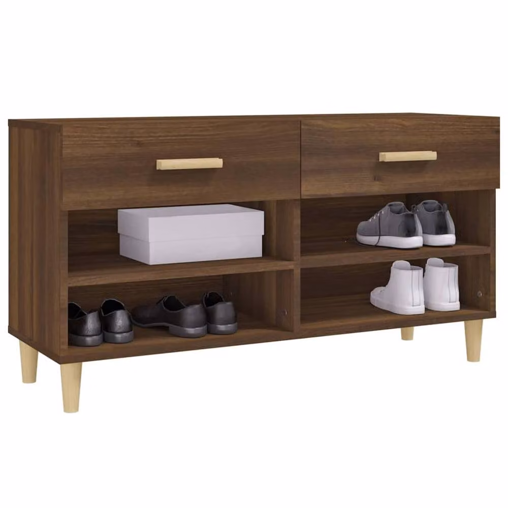 Berkfield Home Brown Oak Shoe Cabinet W/D/H: 102 x 35 x 55 cm – 3